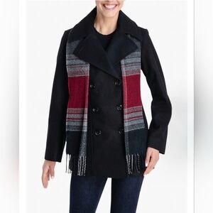 London Fog - Double Breasted Peacoat With Scarf #1091